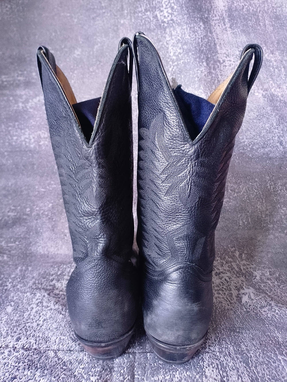 Vintage Boulet Black Leather Western Cowboy Boots, Country Rodeo 3E S J259704 95