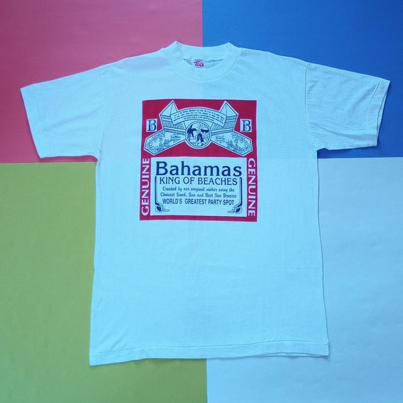 Vintage 90s Bahamas King Of Beaches Graphic Single Stitch T-Shirt