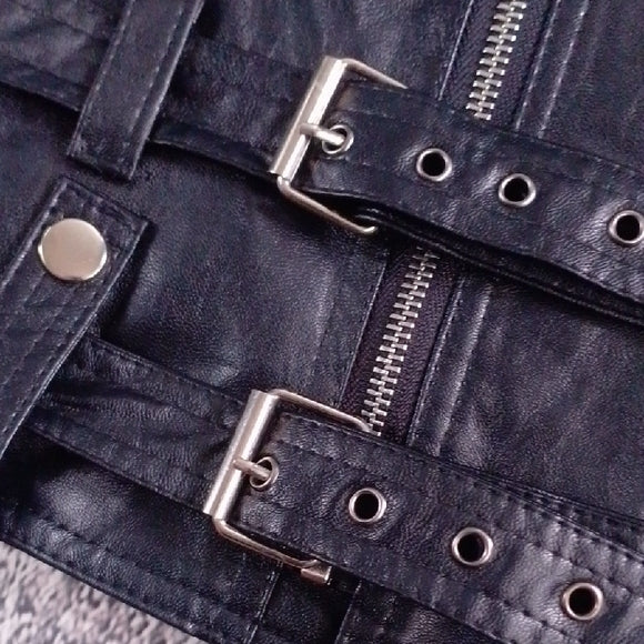 Black Faux Leather Biker Jacket