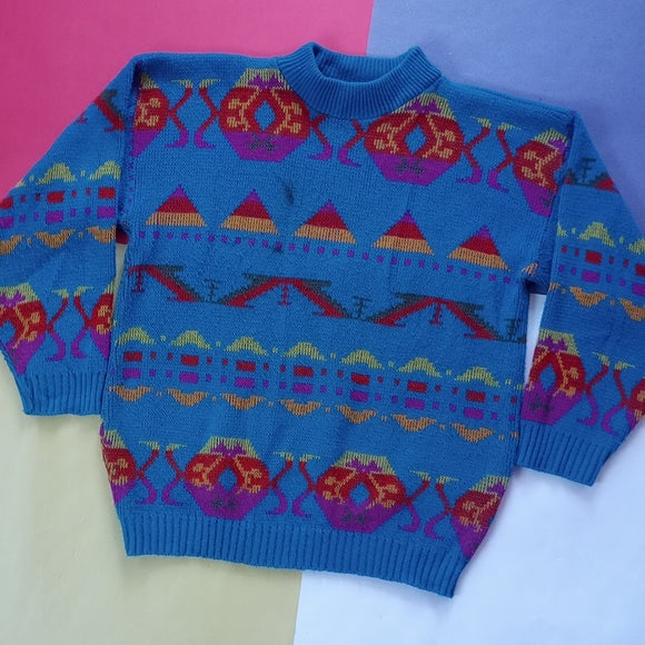 Vintage 80s Private Eyes Colorful Sweater Unisex