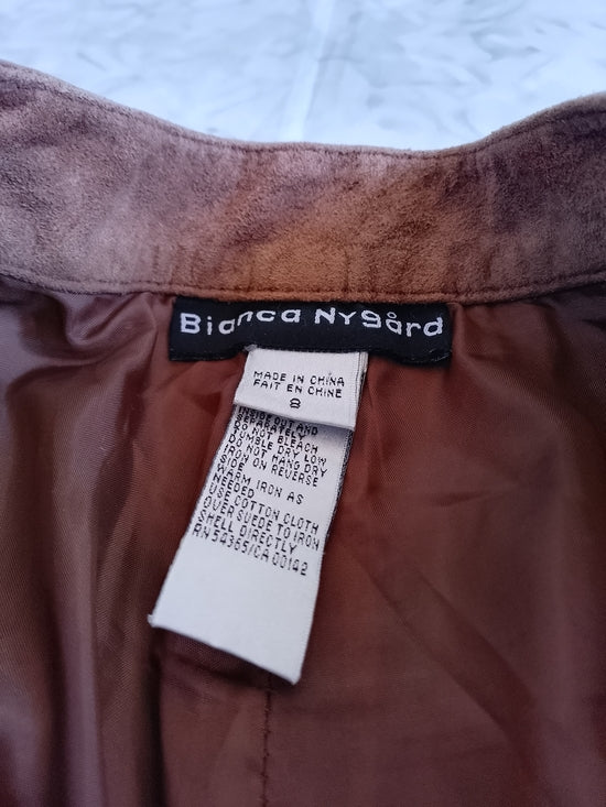 Vintage Suede/Leather Straight-Leg Pants With Weave on Side WESTERN