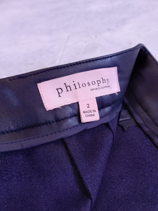 philosophy Black Faux Leather Pencil Skirt