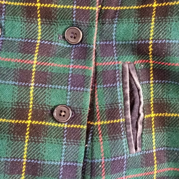 RARE Vintage 1960s Holt Renfrew Made In England Peacoat Plaid Wool Kids