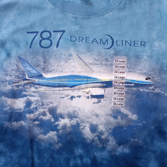 LIQUID BLUE BOEING 787 DREAMLINER AIRPLANE Tie Dye T-Shirt