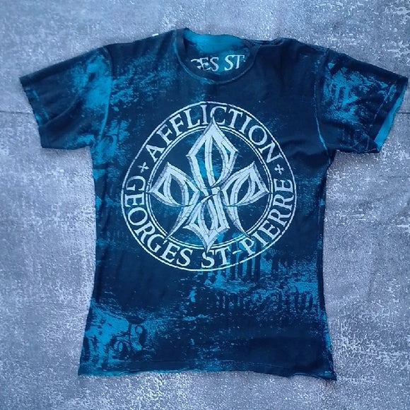 George St.Pierre Affliction Tee - Navy and Red RUSH REVERSIBLE
