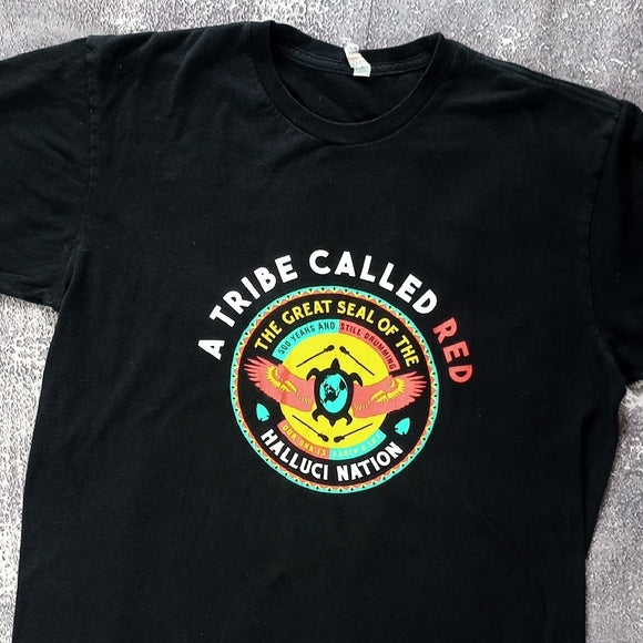 A TRIBE CALLED RED BAND T-SHIRT THE GREAT SEAL OF THE HALLUCI NATION