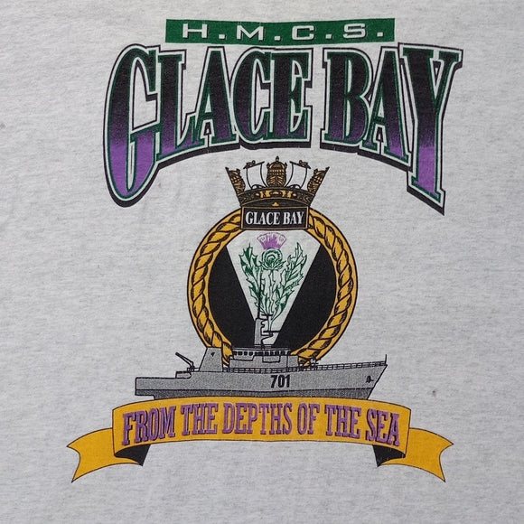 Vintage 90s Glace Bay Military Ship Single Stitch T-Shirt From The Depths Of The