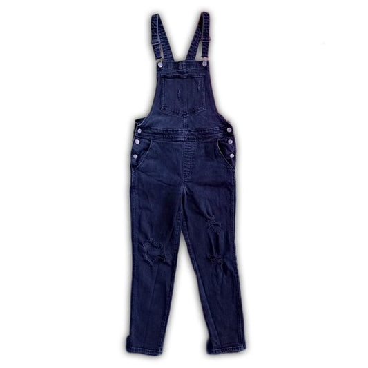 Old Navy Distressed Denim Jean Overalls Black