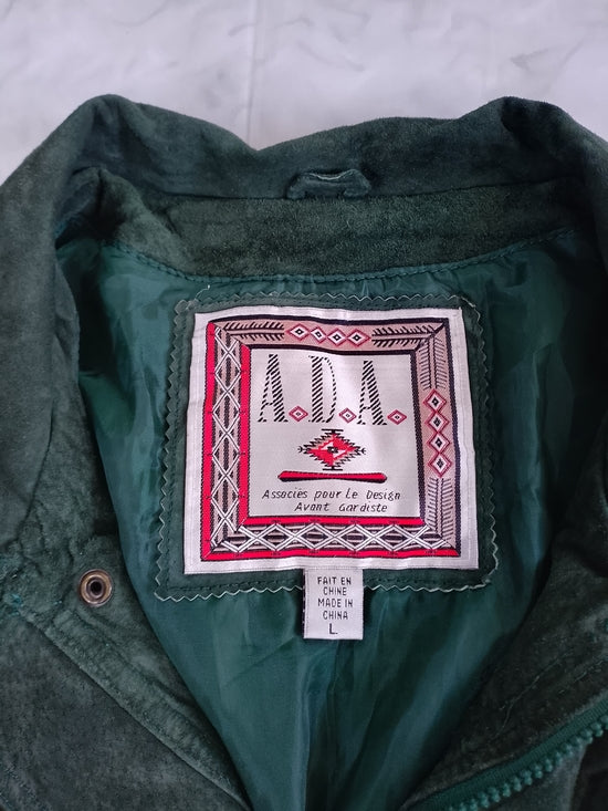 Vintage 90s Men's Suede Field Jacket - Forest Green
