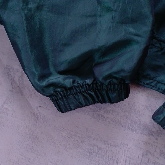 Vintage 90s Green Hooded Windbreaker Jacket Chameleon Glow