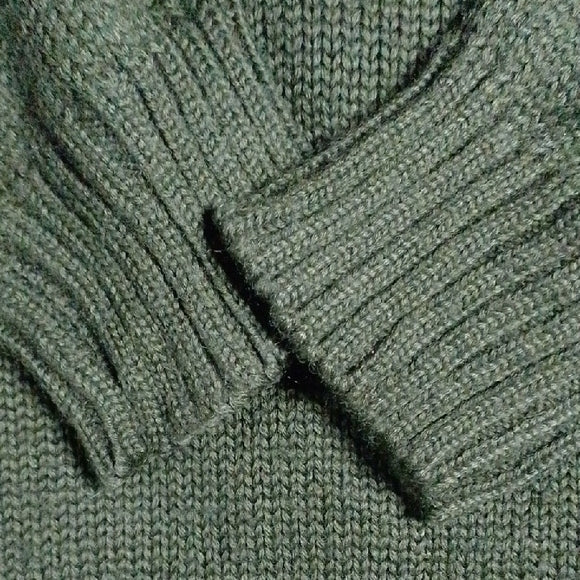 Vintage 90s WOOL OLSEN Green Sweater with Embroidered Bird Patch Design