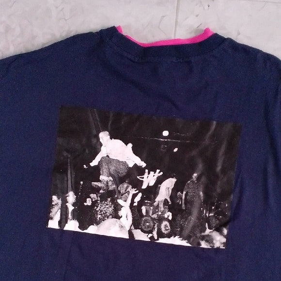 WE11DONE Navy And Pink Reversible Gig T-shirt