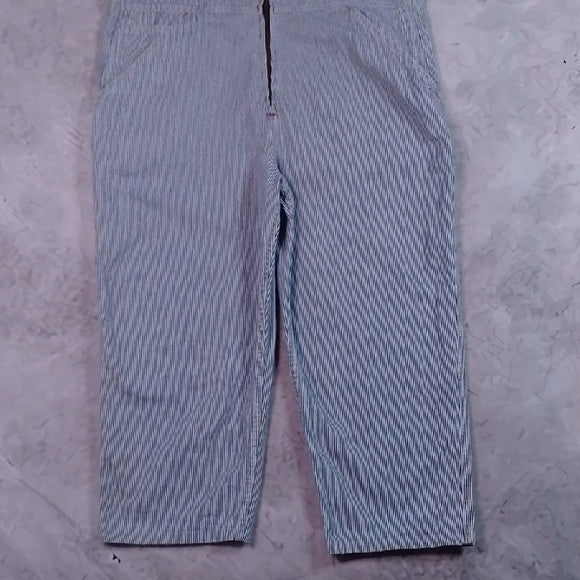 Vintage 1996 Bluenotes Train Conductor Railroad Striped Demim Overalls Workwear