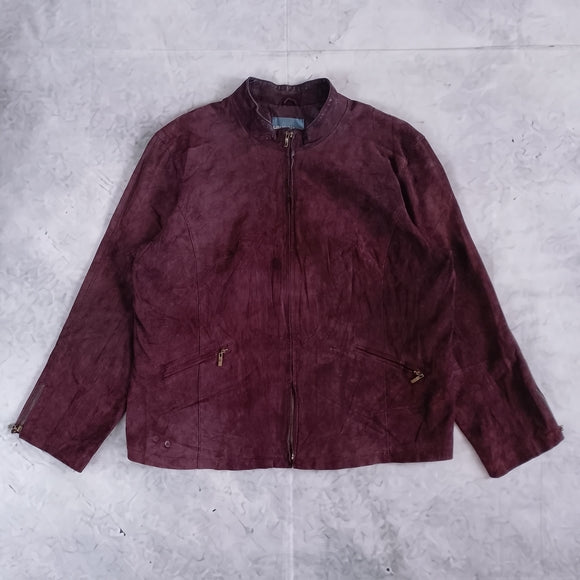 Purple Laura Plus Suede Zip-Front Leather Jacket