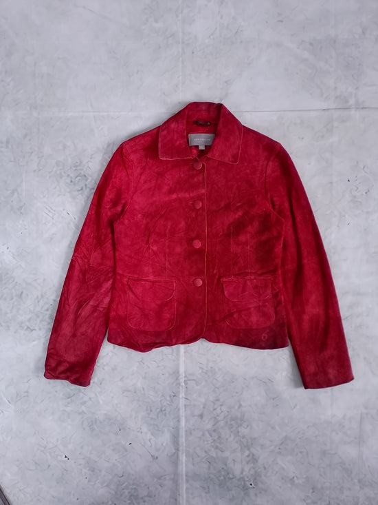 ANN TAYLOR Red Suede Button-Front Women's Jacket