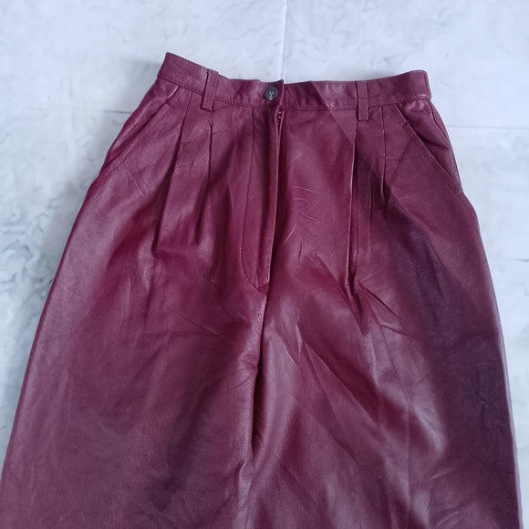 Vintage 90s NANCY HELLER Burgundy Leather Pants