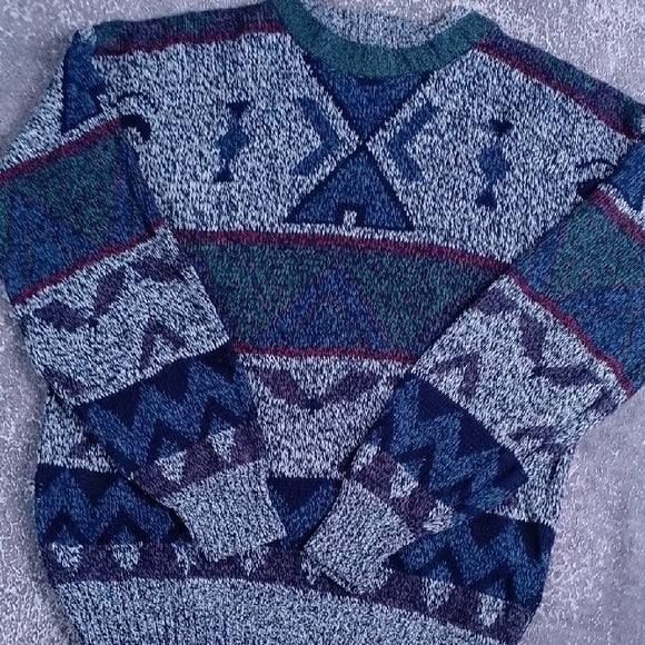 Vintage 90s Michael Gerald Patterned Sweater Uncle Phil Ugly Grandpa