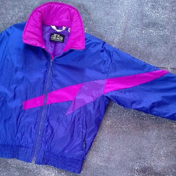 VINTAGE 90s SUNICE SKI JACKET  FUNK PATTERN PURPLE PINK