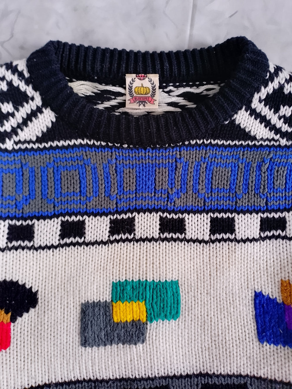Vintage 80s Abstract Geometric Pattern Crewneck Sweater