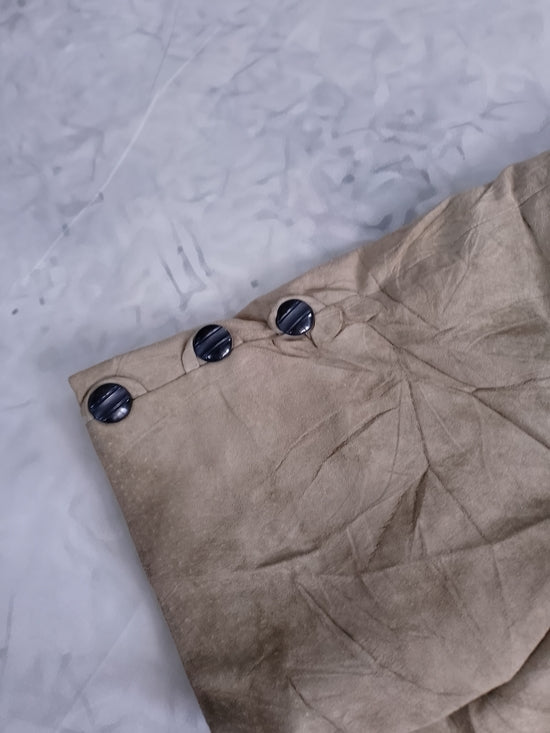Vintage Danier Taupe Leather Button-Front Short Sleeve Jacket