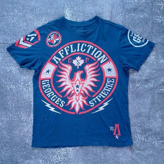 George St.Pierre Affliction Tee - Navy and Red RUSH