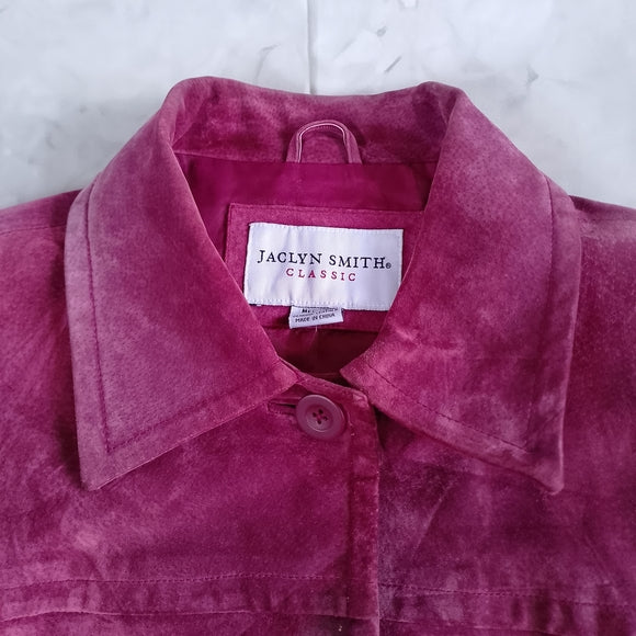 Jaclyn Smith Women’s Suede Button-Up Jacket - Berry Pink