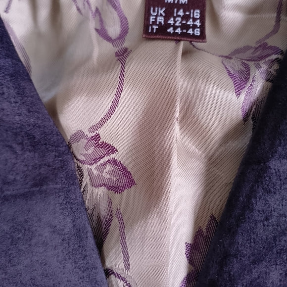 Danier Leather Suede Button-Front Blazer Jacket - Deep Purple