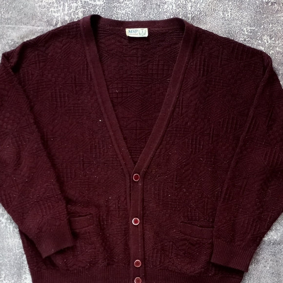 Vintage MSP SPORT MOORES Maroon Cardigan Sweater