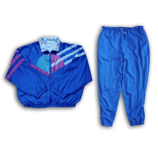 Vintage 90s Dunlop Funky Colour Block Windbreaker Track Suit Pants & Jacket