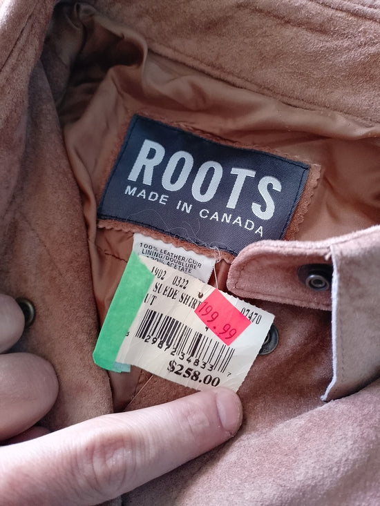 Vintage ROOTS Suede Button-Up Shirt Jacket - Brown