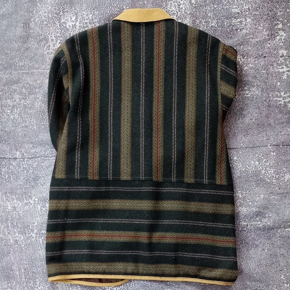 Vintage Wool Striped Green and Tan Women's Jacket Vivianne