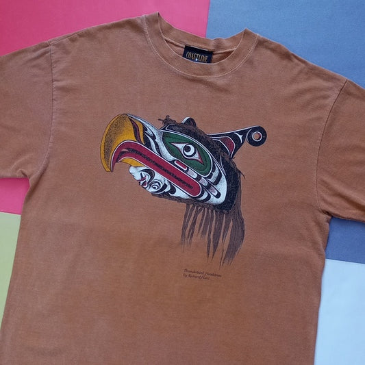 Vintage 90s Indigenous Thunderbird Headdress by Richard Hun Single Stitch Tee