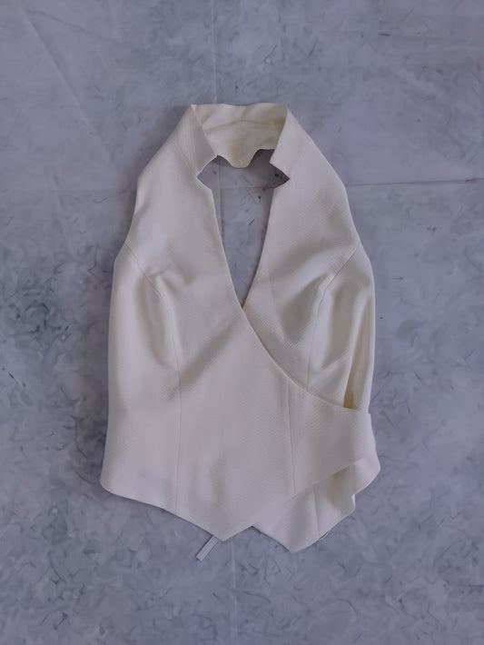 Vintage 90s Ivory Halter Wrap-Front Top Spice Girls