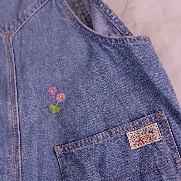 GAP Floral Embroidered Denim Overalls Workwear