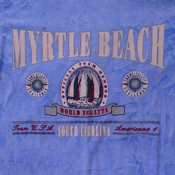 Vintage Myrtle Beach Team USA South Carolina Blue Graphic T-Shirt Single Stitch
