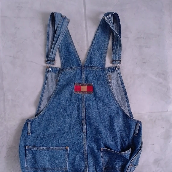 Vintage 90s Denim Overalls with Boxer America Logo Patch Workwear Unisex