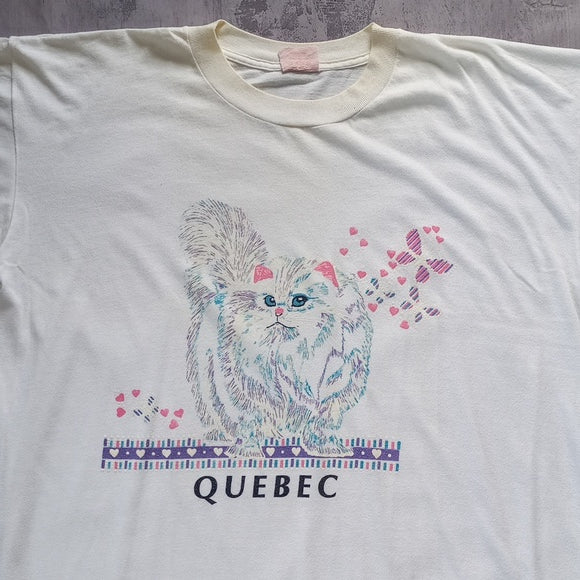 Vintage Quebec Kitty Cat Nightshirt Single Stitch T-Shirt