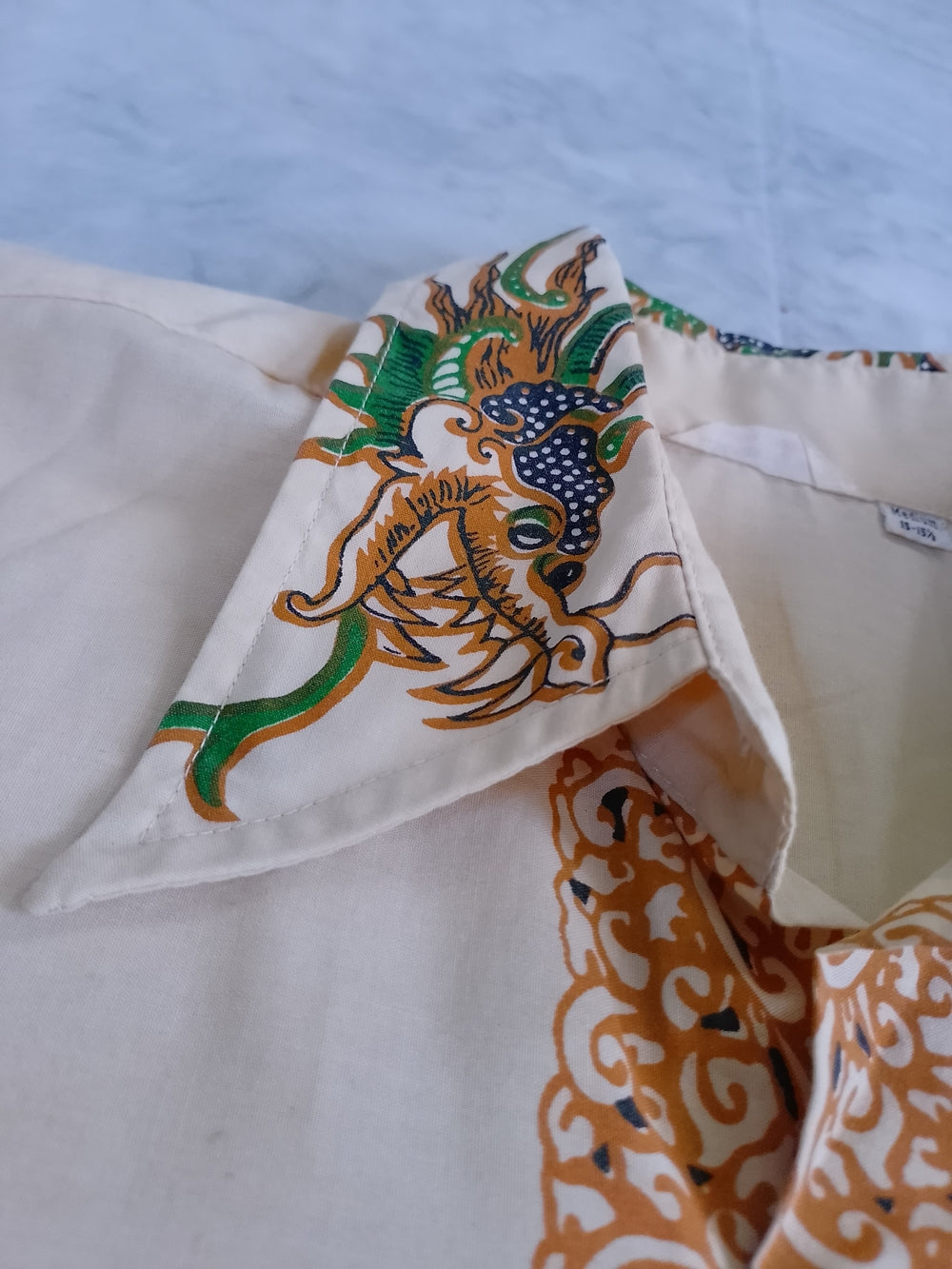 Vintage 70's JAVA BATIK Dragon Pattern Cotton Cuban Shirt