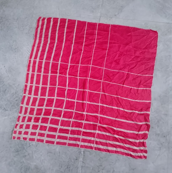 Vintage Style British Silk Handkerchief Scarf Red White Grid Pattern 26”
