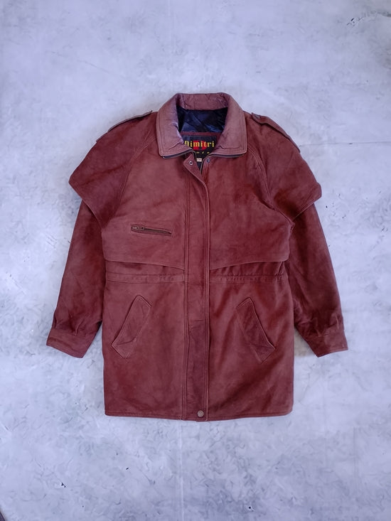 Vintage Dimitri Rust Suede/Leather Long Jacket
