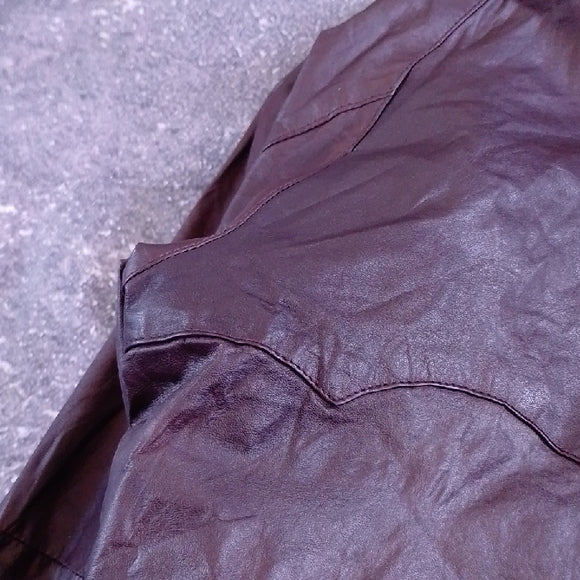 Vintage 80s Leather Bomber Jacket Reversible Made In Hong Kong