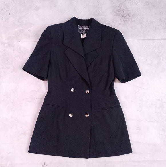 COMME CA des halles Paris Black Double-Breasted Blazer Open Back