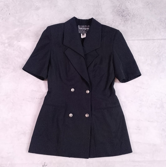 COMME CA des halles Paris Black Double-Breasted Blazer Open Back