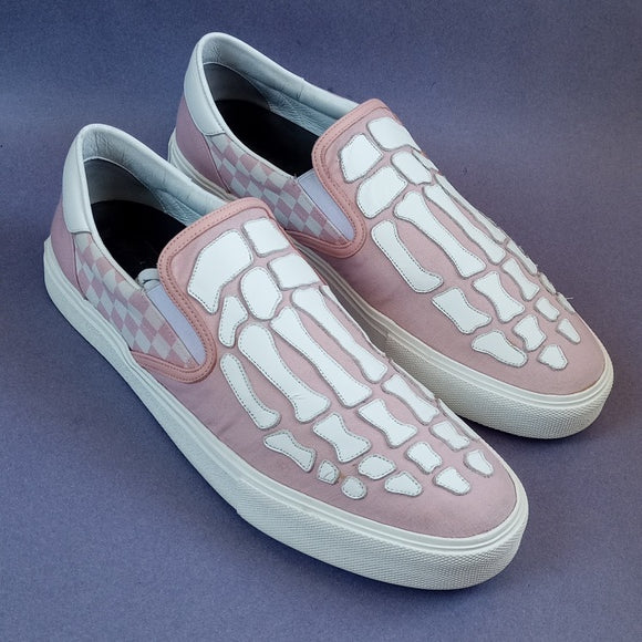 AMIRI Checkered Skeleton Toe Pink Slip-On Shoes