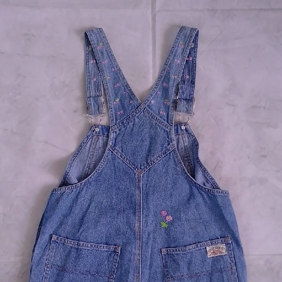 GAP Floral Embroidered Denim Overalls Workwear