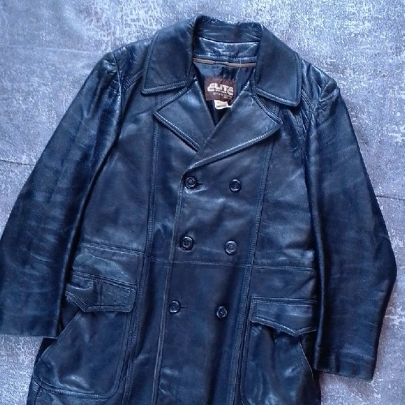 VINTAGE ELITE SPORTSWEAR Black Leather Men's Coat