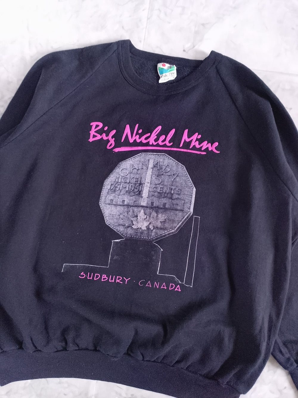 Vintage 90s Big Nickel Mine Sudbury Canada Black Crewneck Sweatshirt