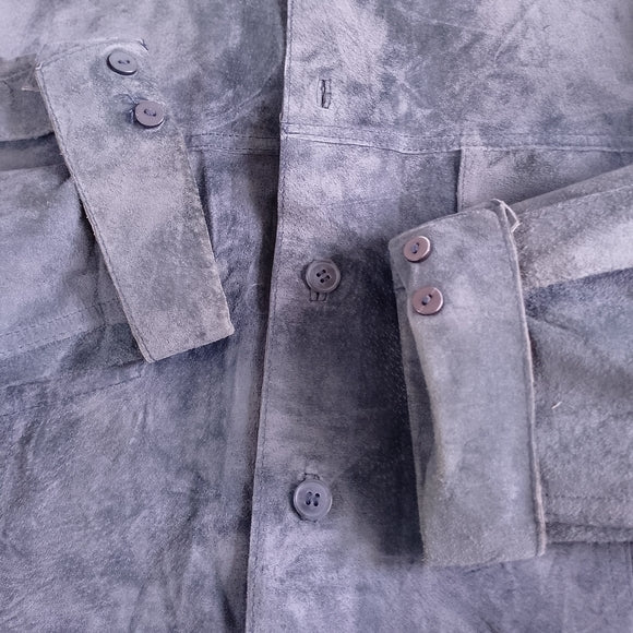 Vintage 90s Men's Blue Suede Button-Up Jacket BEDOYA & SLY