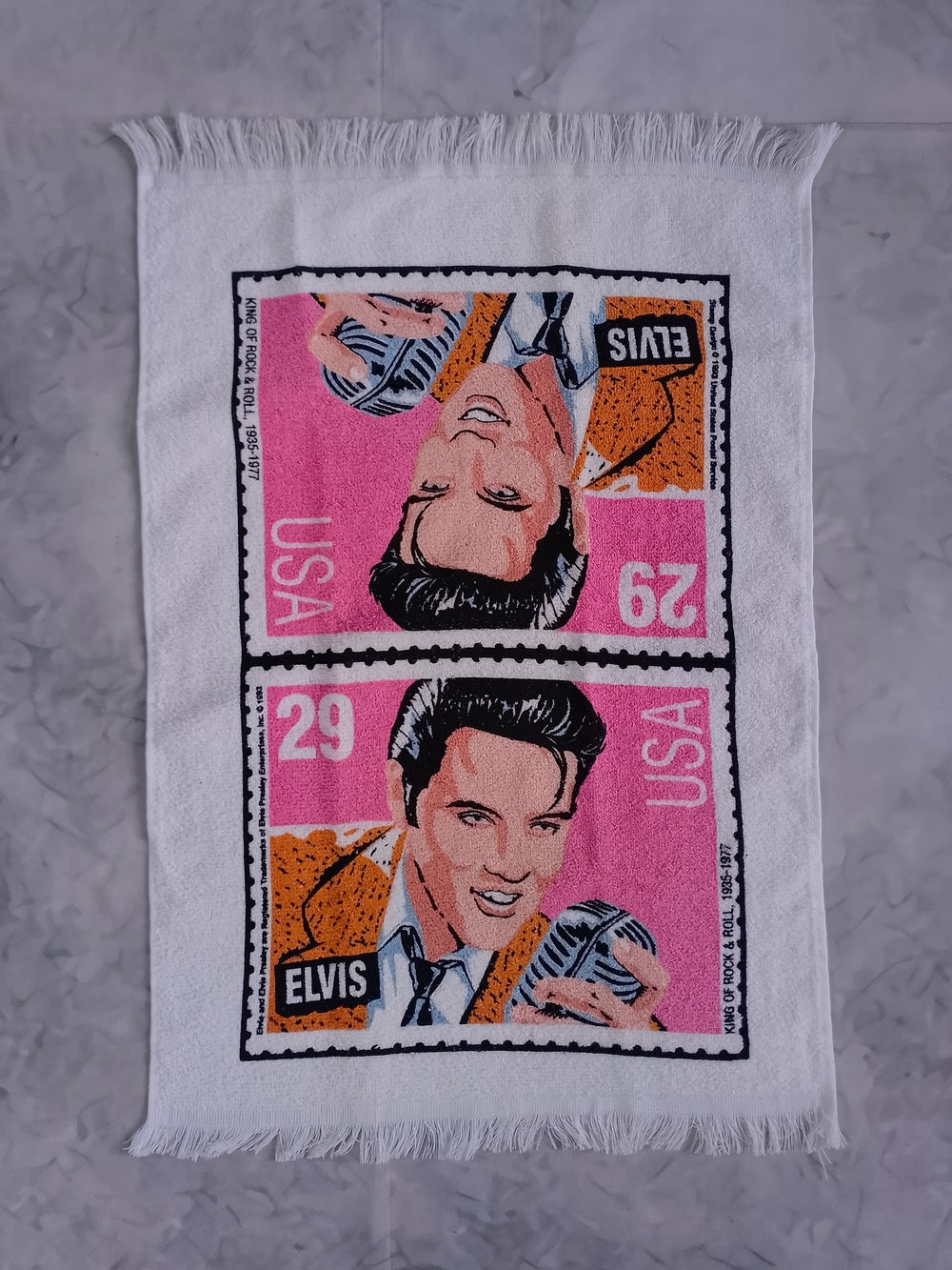 Vintage 1993 Elvis Presley Stamp Design Dishtowel NWOT USA Made