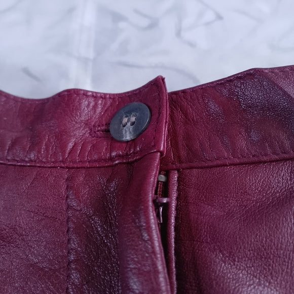 Vintage 90s NANCY HELLER Burgundy Leather Pants